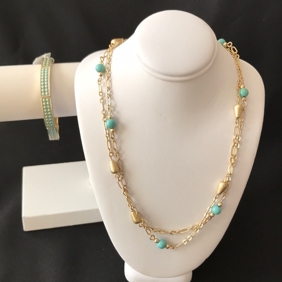 Gold tone necklace and bracelet - Picture 1 of 4